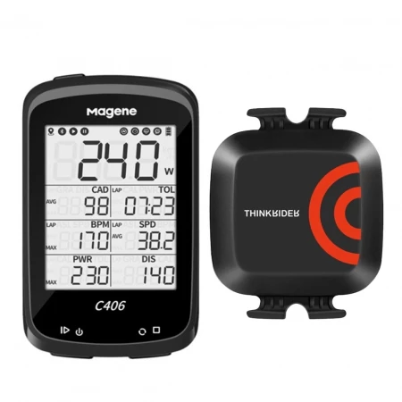 Paket Magene C406 Bike Computer Orange + Thinkrider Cadence & Speed Sensor